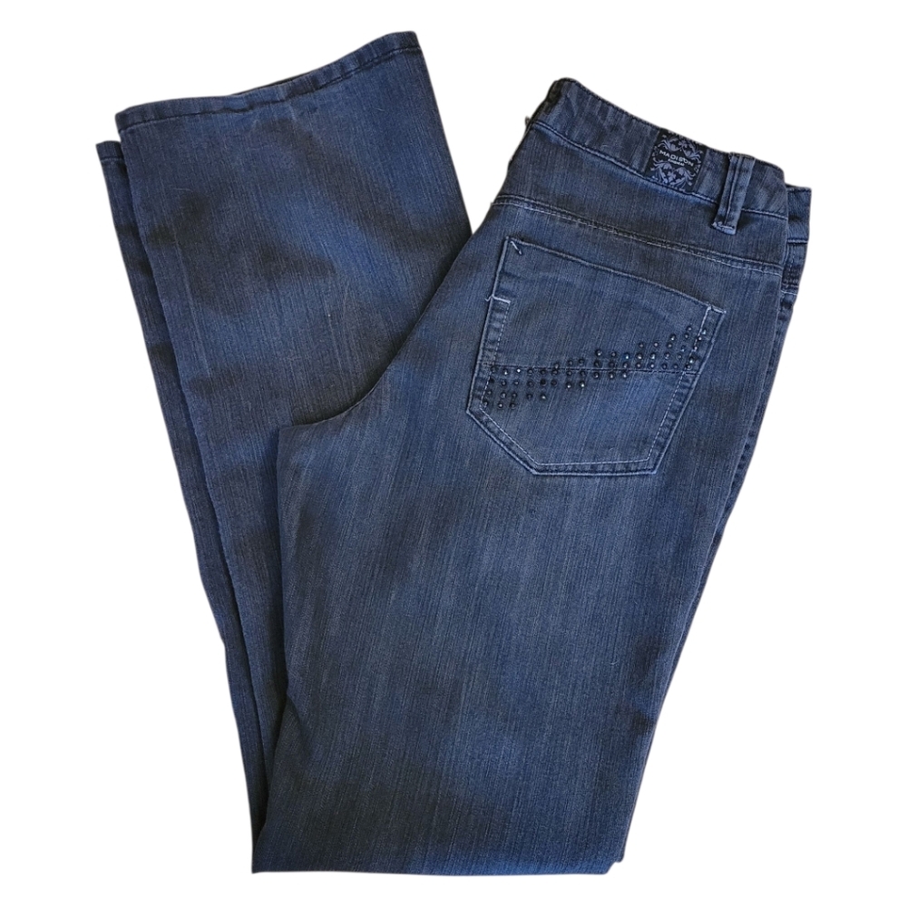 Z. Cavaricci‎ Black Embellished Bootcut Denim Jeans Size 8